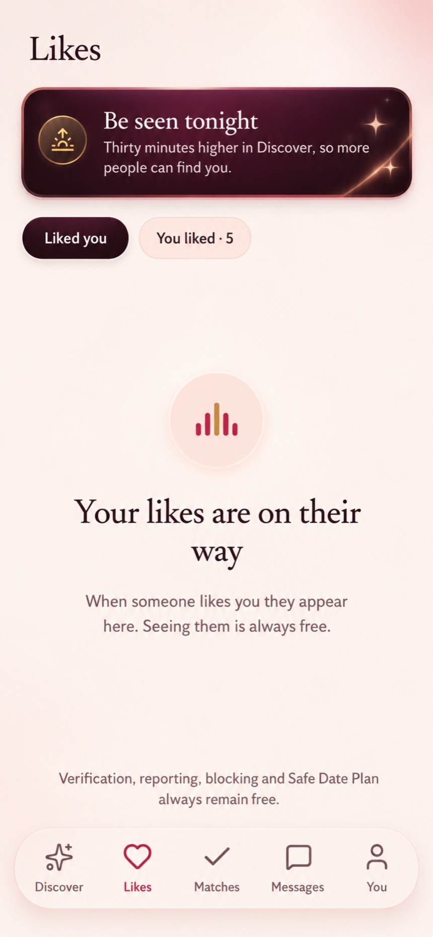 Likes screen with Liked you and You liked tabs