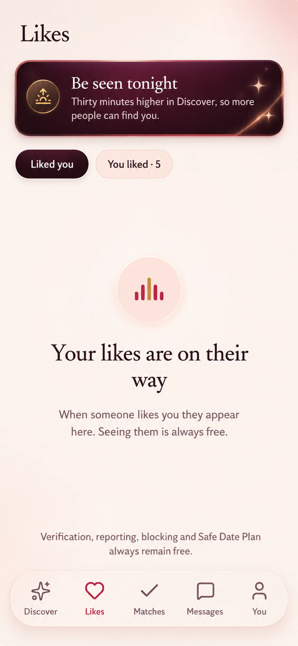 Likes screen with Liked you and You liked tabs